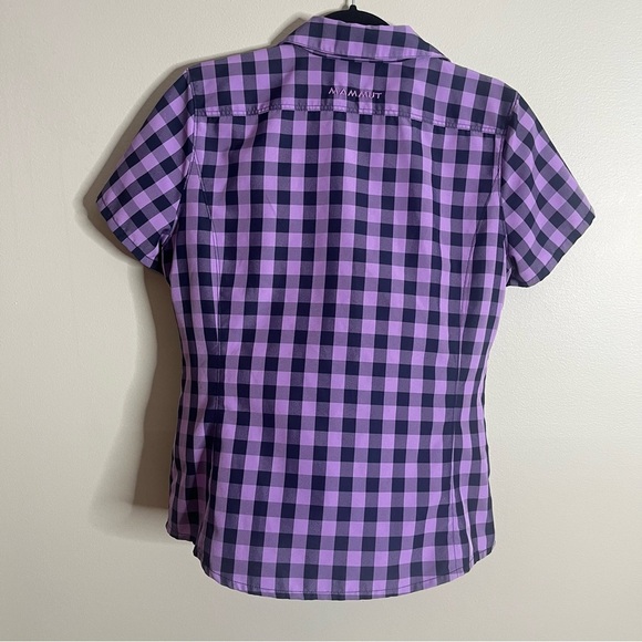 Mammut Size Medium Purple Checkered Short Sleeve Performance Shirt - Picture 4 of 7